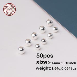 TEMU 30/50개 S925 스털링 실버 광택 라운드 스페이서 비즈 2, 5mm/3mm - 고품질 DIY 주얼리 만들기 액세서리, 비즈, 비즈 공예용품|매끄러운 비즈|내구성 있는 비즈, 주얼리 만들기용 비즈