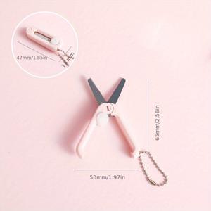 TEMU 창의적인 미니 휴대용 소프트 컬러 접이식 가위 - 스테인리스 스틸, 컴팩트하고 사용하기 쉬움, 종이 절단, 예술 프로젝트에 적합 - 사무실 및 학교 용품에 완벽, 미니 가위, 문서용 클립, 학교용 클립 대형, 휴대용 가위, 접이식 가위, 미적 가위, 귀여운 작은 가위, 키링용 가위, 학교 용품, 바느질용 가위