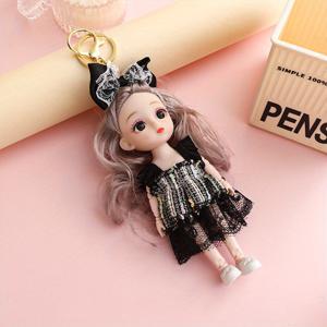 TEMU 사랑스러운 16cm 인형 키체인 가방 참 - 블랙 & 화이트 체크 드레스와 리본, 차량, 화장대, 배낭, 핸드백 장식에 완벽 - 발렌타인데이, 크리스마스, 이스터, 인형 액세서리, 장난감을 위한 이상적인 선물