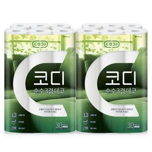 TEMU 30/60롤 코디 화장지 순수 데코 3겹 30M
