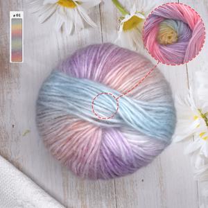 TEMU 5pcs 모헤어 컬러 원사 DIY 크로 셰 뜨개질 및 뜨개질 스카프 목도리 스웨터 화려한 무지개 색상 200m 50 그람/몫|뜨개실