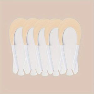 TEMU 여성용 여름 얇은 섬유 니트 투명 양말 5켤레, 미끄럼 방지, 하이힐용 반 손바닥 보트 양말, 단색 폴리에스터 95% 엘라스탄 5% 재질, 기계 세척 가능