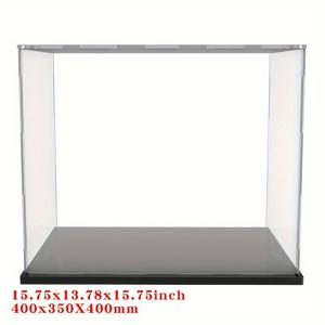 TEMU 16x14x16인치 투명 아크릴 디스플레이 케이스, 매트 블랙 베이스 - 액션 피규어, 수집품 및 모델용 방진 플라스틱 박스 - 할로윈 및 크리스마스 선물로 완벽함