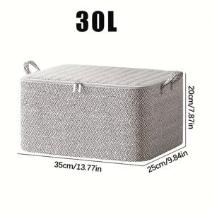 TEMU 헤링본 패턴 대형 접이식 천 스토리지 백 (뚜껑 및 손잡이 포함) - 30L/110L/150L/220L 다양한 사이즈, 옷·침구·장난감용 – 침대 밑 수납함, 옷장 정리용, 중성적인 장식 액세서리, 안전한 지퍼 잠금