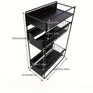 TEMU 1개 다용도 금속 보관 선반, 세탁실 및 주방용 자성 벽걸이 선반, 비식품 접촉, 세탁기 및 냉장고용 다기능 풀아웃 정리함|냉장고|세탁기|수납정리함