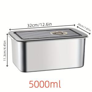 TEMU 1개 대형 스테인리스 식품 용기, 밀봉 커버 및 환기 밸브 포함(2800ml/4000ml/5000ml), 식사 준비용 밀폐식품 보관실 주방 저장 용기, 냉장고에서 냉동 가능, 오븐에서 굽기 가능, 재사용 가능한 스테인리스 그릇, 가정, 여행, 직장, 파티에 적합, 남은 음식, 식기세척기 사용 가능|냉장고|실외기커버|트라이탄밀폐용기