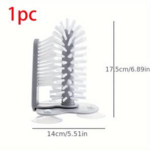 TEMU 1-in-1 유리 및 병 청소 브러시, 흡입 컵 포함 - 주방, 욕실, 침실용 다용도 스크러브 헤드 - 전기 없음 - 내구성 있는 플라스틱 주방 가제트 액세서리, 유리 병 청소기, 다용도 청소 도구, 인간 중심 디자인, 효율적인 스크러브 헤드|수세미|변기부속품