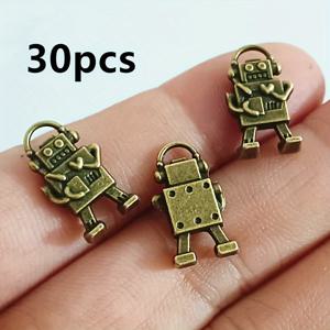 TEMU 빈티지 청동 로봇 장신구: 30개의 세련된 DIY 핸드 체인 액세서리, 17x9.6mm, 아연 합금, 에나멜 없음, Tukengren 브랜드