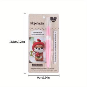 TEMU 1세트 울 펠트 스티칭 펜, 3개 바늘 포함 멀티 바늘 펠팅 도구, 파란색과 분홍색 DIY 공예 빠른 펠팅 펜