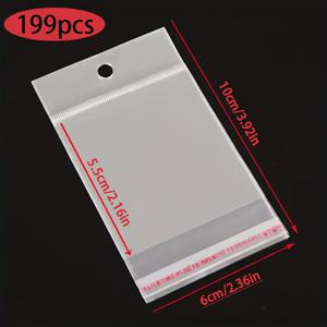 TEMU 199pcs 크래프트 투명 셀프 밀봉 OPP 가방 - 반지, 귀걸이, 팔찌, 목걸이용 플라스틱 보관 가방 | 보석 디스플레이 랙 및 포장에 이상적 | 기업, 결혼식, 졸업, 데이, 아버지의 날, 보석 디스플레이 가방에 이상적