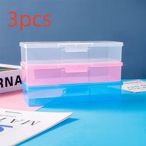 TEMU 3개 대형 플라스틱 보관함 - 분할 가능한 투명 핑크 & 블루 크래프트 정리함, 네일 아트 도구, 주얼리, 자수 펜, 수납용, 내구성 있는 멀티 컴파트먼트 미술 용품 케이스, 스택 가능 디자인, 클리어 뷰 디자인
