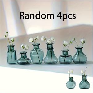 TEMU 빈티지 미니어처 유리 화병 4pcs 세트 - 미니어처 인형집, DIY 사진 소품 & 홈 데코에 완벽 | 손세척 전용, PVC 프리, 거실용 대형 화병 장식