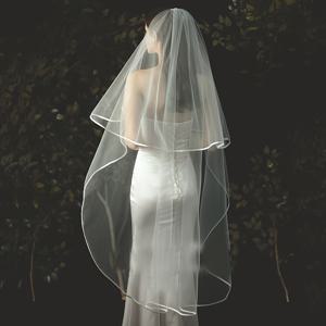 TEMU 우아한 화이트 투 레이어 긴 신부 베일, 섬세한 자수 - 신부와 들러리용 시스루 튈 웨딩 베일, 가벼운 무게 & 내구성 있는 결혼식 및 특별 행사용 액세서리, 정교한 장인정신