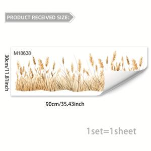 TEMU 1롤 현대식 식물무늬 쌀짚 벽 스티커 - 침실, 거실, 현관용 자가 접착 PVC 스티커 - 천연 밀줄기 디자인, 간편한 붙이기 & 제거 홈 데코, 복도 장식