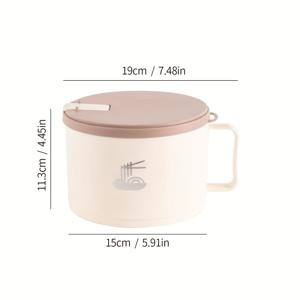 TEMU 1개 스테인리스 스틸 인스턴트 누들 그릇 뚜껑 포함 - 45oz 대용량, 기하학적 디자인, 광택 메탈 마감, 파스타, 수프 등 다용도 - 기숙사, 사무실, 야외 사용에 이상적, 기숙사 필수품|현대적인 주방용품|내구성 있는 주방 아이템, 누들 그릇