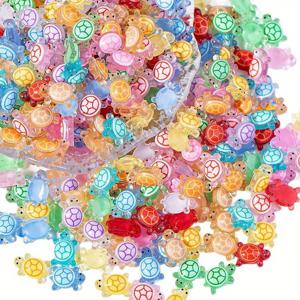 TEMU 300개 빛나는 미니 거북이 - 네온 색상, 배터리 필요 없음, DIY 프로젝트, 데스크탑 장식, 정원, 네일 아트, 폰 케이스 장식 - 실내/실외 사용, 데이 및 어머니의 날에 이상적인 선물, 거북이 장식