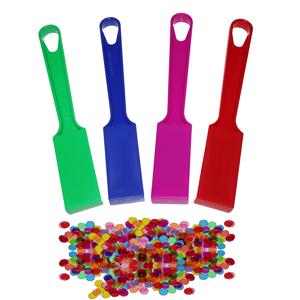 TEMU 4개 마법의 지팡이 + 100가지 랜덤 컬러 게임 디스크 세트 – 대규모 그룹 게임, 가족 게임 밤, 감각 놀이, 노인 오락, 바 파티 & 할로윈 소품에 완벽한 아이템
