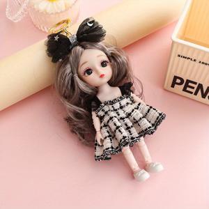 TEMU 사랑스러운 16cm 인형 키체인 가방 참 - 블랙 & 화이트 체크 드레스와 리본, 차량, 화장대, 배낭, 핸드백 장식에 완벽 - 발렌타인데이, 크리스마스, 이스터, 인형 액세서리, 장난감을 위한 이상적인 선물