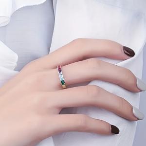 TEMU 여성 파티나 일상 캐주얼 액세서리용 심플하고 세련된 사각 합성 보석 반지
