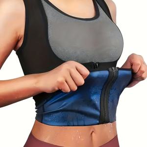 TEMU 여성용 스포츠 조끼, 피트니스 트레이닝 조끼, 러닝 쉐이핑 조끼, 여성용 타이트 스웨트 조끼, 다용도 슬리밍, 복부 탄력 스포츠 조끼, 여성 운동 조끼, 지퍼가 있는 러닝 조끼