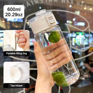 TEMU 1개 화이트 스포츠 물병, 핸들 포함 휴대용 컵, 20온스/27온스 (600ml/800ml), 재사용 가능한 플라스틱 소재, 대형 입구 누수 방지 디자인. 야외 스포츠, 사이클링 및 일상 사용. 할로윈 & 크리스마스 선물