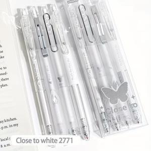 TEMU 4개 박스형 나비 프레스 펜 소프트 그립 메탈 펜 거치대 아름다운 곤충 펜 거치대 볼펜 0.5mm 블랙 서명 펜