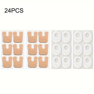 TEMU 24pcs SoftTouch 무향 펠트 패드, U형 옥수수 제거기, 발톱 및 부스팅 관리, 발 편안함과 보호를 위한 자체 접착형 반 발가락 쿠션