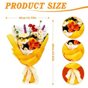 TEMU 1세트 DIY 크로셰 로즈 보우케트 키트, 실과 지침서가 포함된 직물 꽃 공예 세트, 단계별 비디오 튜토리얼, 어머니의 날 선물 및 공예 작품에 이상적