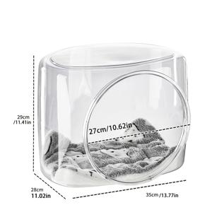 TEMU 1pc 클리어뷰 캣 케이브, 투명 대형 공간 PP 소재, 쉽게 청소할 수 있는 쌓을 수 있는 애완동물 침대, 반밀폐형 애완동물 상자, 고양이 및 소형견용, 모든 계절 사용 가능