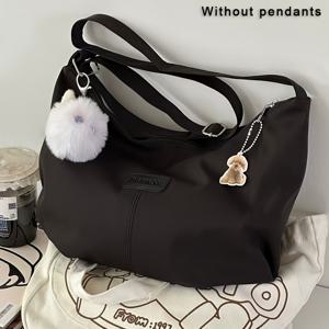 TEMU 일본 스타일 대용량 나일론 가방 - 조절 가능한 스트랩과 골드톤 하드웨어 버튼이 있는 크로스바디 메신저 파우치 (핑크/베이지/블랙) - 내구성 좋은 대학생 책가방, 출퇴근용|크로스백|여행용크로스백
