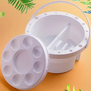TEMU 1pc 다기능 페인트 브러시 클리너, 브러시 거치대 및 팔레트 뚜껑이 있는 휴대용 아트 페인트 브러시 세척 용기, 3-in-1 아트 용품 도구, PE 소재, 및 화가에게 권장되는 플라스틱 표면이 있는|욕조