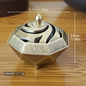 TEMU 우아한 메탈릭 향로 - 중앙 개구부가 있는 육각형 받침대, 아연 합금 홀더, 홈 & 스파용 - 할로윈, 크리스마스, 부활절, 추수감사절, 성 패트릭 데이 장식 (전기 불필요), 캔들 호환 가능, 기하학적 디자인, 세련된 마감