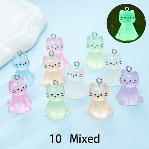 TEMU 10개 빛나는 밤에 빛나는 레진 고양이 목걸이 - 귀여운 만화 DIY 액세서리, 폰 스트랩, 비즈 키체인, 데스크탑 장식용 밝은 야간 조명 목걸이 - 크리스마스, 새해, 파티, 생일 선물로 완벽한 선물 (랜덤 스타일 출하), 귀여운 고양이 액세서리 | 밝은 고양이 목걸이 | 내구성 있는 고양이 목걸이, 고양이 액세서리|핸드폰스트랩