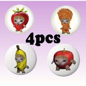 TEMU 프루트 크리스피 치킨 귀여운 고양이 레저 및 엔터테인먼트 배지 브로치 핀 4개 세트, 청바지, 옷, 백팩, 모자와 함께 매칭하기에 완벽하며 수집용으로도 적합하여 휴일, 이벤트, 모임을 위한 이상적인 선물입니다