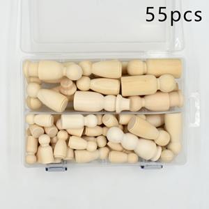 TEMU 미완성 목재 피규어 세트 55개 및 보관 상자 포함 - DIY 예술과 손으로 만든 목재 이미지, 그림 그리기 및 홈 데코용 (상징 조각 장식품)