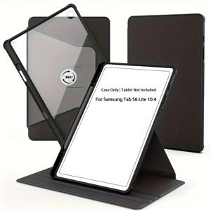TEMU 삼성 갤럭시 Tab S6 Lite 10.4인치용 360도 회전 스탠드 케이스 - 가벼움, 긁힘 방지, 자동 깨어/잠, 연필 홀더, 내부 포켓이 있는 투명 뒷면, 미끄럼 방지 스탠드, 태블릿용 스탠드 | 조절 가능한 스탠드 | 가벼움