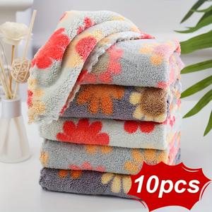 TEMU 10개 세트 다양한 마이크로파이버 핸드 타월 - 초고흡수성, 탈모 방지, 꽃과 기하학적 패턴이 있는, 주방 및 욕실 사용에 적합한 욕실 핸드 타월