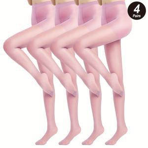 TEMU 4팩 여성용 20D 울트라소프트 쉬어 팬티스타킹 - 우아한 스페셜 컬렉션, 기계 세탁 가능, 일상 및 정장용 솔리드 컬러, 다용도 양말, 클래식 스타일, 매끄러운 질감, 패셔너블 워드로브, 사무실 착용, 세련된 스타일, 가벼운 원단, 무봉제 스타킹, 패션 의식을 가진 여성을 위한