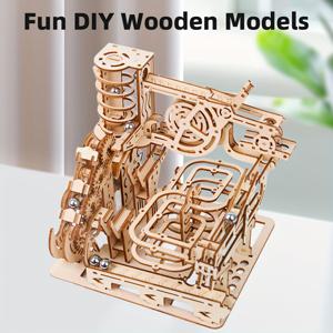 TEMU 나무 3D 기계 퍼즐 DIY 키트, 스피럴 트리블 볼 트랙, 성인 STEM 학습 장난감, 고급 뇌 퍼즐, 교육용 손수 조립 장난감