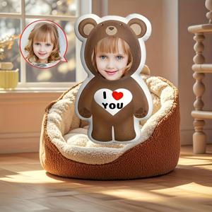 TEMU DIY 맞춤형 사랑 곰 플러시 베개, 생일, 파티, 발렌타인데이, 아버지의 날, 어머니의 날, 추수감사절, 할로윈, 크리스마스에 완벽한 선물 | 가족과 친척을 위한 이상적인 커스터마이즈드 선물, 침실, 거실, 소파, 차량 장식용