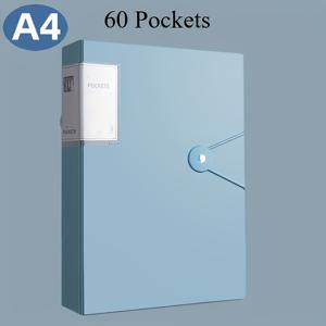 TEMU 내구성 있는 60포켓 A4 파일 정리함 - PP 소재, 고투명도 및 방수 기능, 시험지 및 A4 문서용, 가정/학교/사무실 정리에 완벽, 스타일리시한 문서 정리함 | 방수 소재, 학교용 5색상 선택 가능, 책상용 파일 정리기, 현대적 디자인, 견고한 구조, 사무직 종사자용, 슬림한 디자인, 오래가는 재료, 기업 사용|A4용지