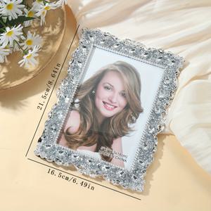 TEMU 1개 MIAOCAI Glam Style 6x4인치/7x5인치 장방형 사진 액자, 호두 마감, 접이식 디자인의 광택 플라스틱 탁상 디스플레이, 거실, 침실, 서재 장식을 위한 꽃 테마