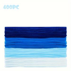 TEMU 400개 블루 파이프 클리너, 동물, 꽃, 그리고 DIY 예술 및 공예 프로젝트를 위한 휴일 장식 제작에 완벽함