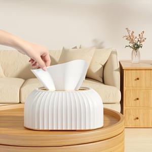 TEMU 1pc 우아한 유럽 스타일 티슈 박스 홀더 - 조절 가능한 높이, 다기능 주최자, 거실 및 식탁용, 스타일리시 노르딕 원격 제어 보관 솔루션, 티슈 박스 디스펜서, 거실 액세서리, 장식 보관, 텍스처 디자인