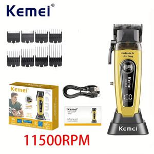 TEMU Kemei Brushless Motor 전기 헤어 클리퍼, 그라데이션 오일 헤드가 특수하게 설계된 바버샵용, 11500 RPM의 면도 속도, 모델 KM-90-4.