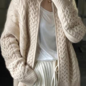 TEMU 여성용 가을 스웨터, 일본 스타일 패셔너블 다용도 레이지 니트 카디건 지퍼업 코트 패턴, 겨울 여성 풀오버 재킷|가디건