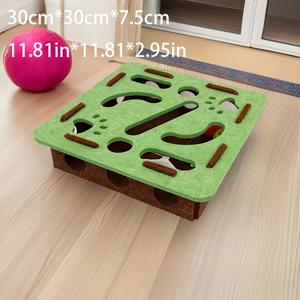 TEMU 인터랙티브 스크래칭 & 파우 프린트 캣 토이 - 퍼즐 박스, 내구성 강한 스크래칭 포스트, 배터리 불필요, 실내 고양이 활동 센터, 모든 품종 및 크기 호환, 장난감 디자인, 폴리프로필렌 소재, 오래가는 재질, 놀이 애완동물용