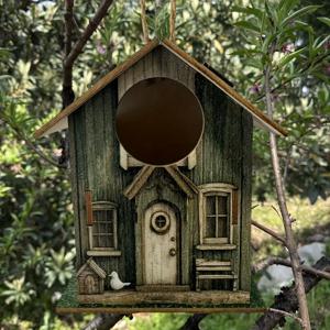 TEMU DIY 수제 목조 새집 - 사계절용 실내/야외형, 입구가 있는 새둥지함 (전기 불필요), 간편한 조립으로 정원·파티오·창가에 적합 - 버드워처 & 자연애호가를 위한 완벽한 선물 - 튼튼한 나무로 만든 수집품과 액세서리, 정원장식, 야생동물 서식지, 동화속 코티지, 러스틱 데코, 천연 우드 마감, 정원 애호가,할로윈, 크리스마스