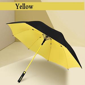 TEMU 8개 리브 자동 오픈 디자인, 추가 넓은 및 긴 핸들, 내구성 폴리에스터 및 탄소 섬유, 남성 및 여성용 블랙 & 옐로우 액센트, 모든 날씨 보호, 우산 강력한 방풍, 야외 우산, 세련된 우산, 고품질 우산, 여행 우산, 비즈니스 우산, 스포츠 우산, 스포츠 액세서리, 튼튼한 핸들, 야외 애호가