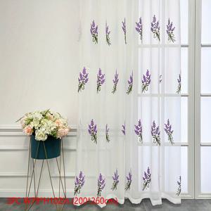 TEMU 1pc aifish 러스트릭 자수 보라 라벤더 꽃 투명 볼 커튼, 그롬메트 탑, 침실용 장식 폴리에스테르 100% 올 시즌, 무코드, 무라인, 문 패널 창 처리